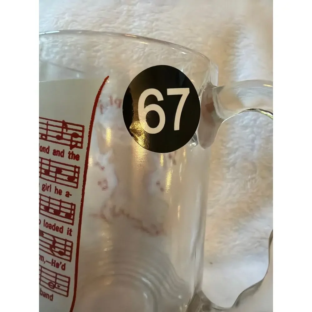 VTG Hazel Atlas The Band Played On Song Lyrics Glass Mug Dancing Couple Red 5
